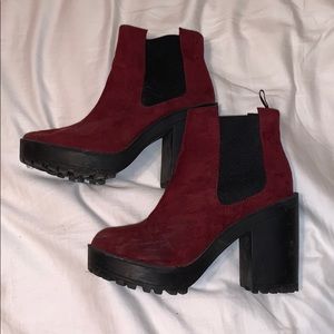 Maroon platform booties!!